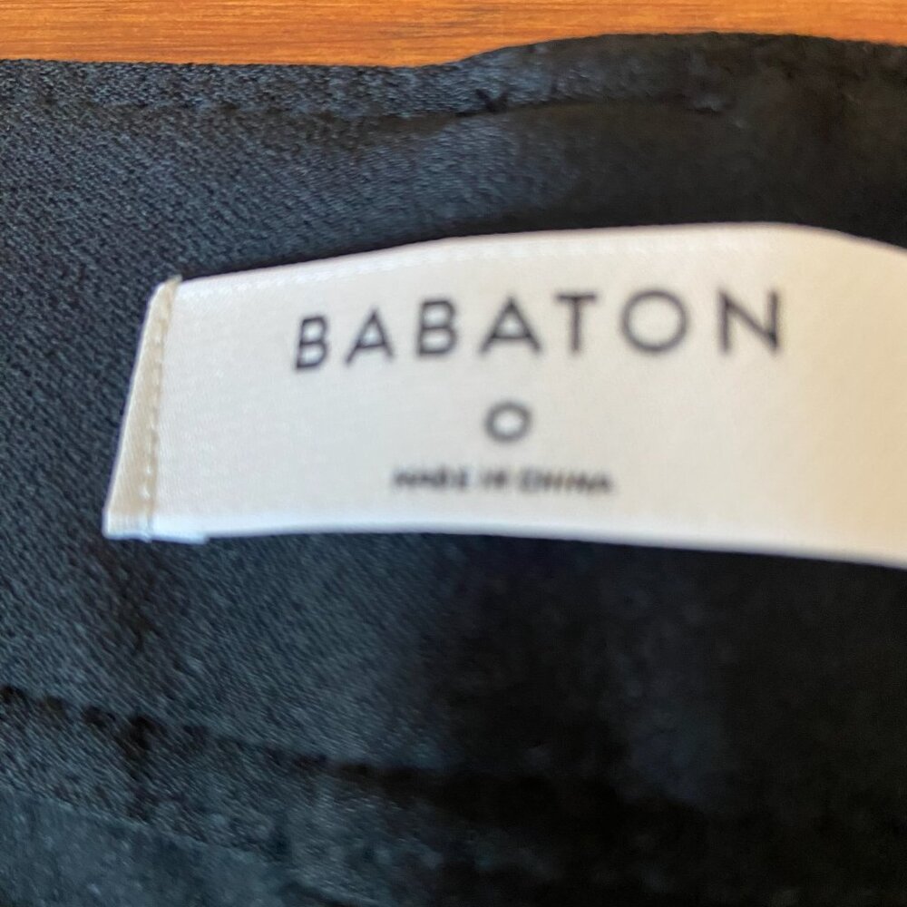 NWT Babaton Black Vegan Leather Straight Leg High Rise Pants Sz 0 - Picture 3 of 4